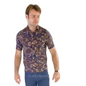 NWT Linen Murano Navy with Floral Pattern